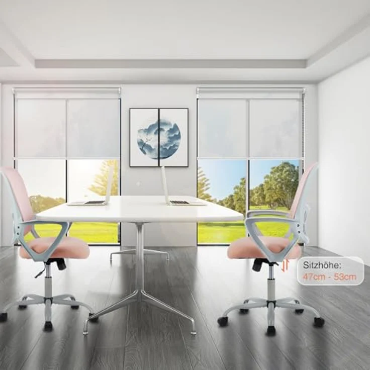 Sweetcrispy Bürostuhl Ergonomisch, Schreibtischstuhl mit Lendenwirbelstütze, Verstellbaren Armlehnen Drehstuhl, Höhenverstellbarer Office Chair, Bürostühle Geeignet für Büro und Schlafzimmer (Pink) – Bild 8