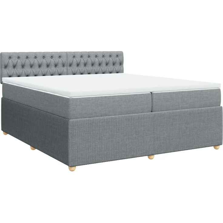 vidaXL Boxspringbett mit Matratze Hellgrau 200x200 cm Stoff 3289870 – Bild 3