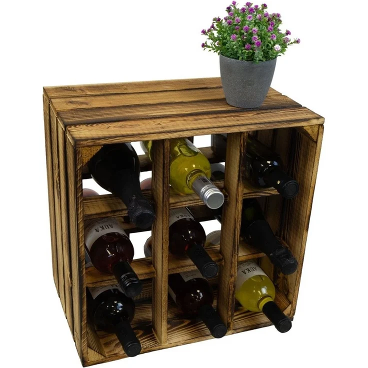 Kistenkolli Altes Land Allzweckkiste Weinregal 9er geflammt auch für grosse Flaschen Flaschenregal Weinkist (Spar-Set) – Bild 5