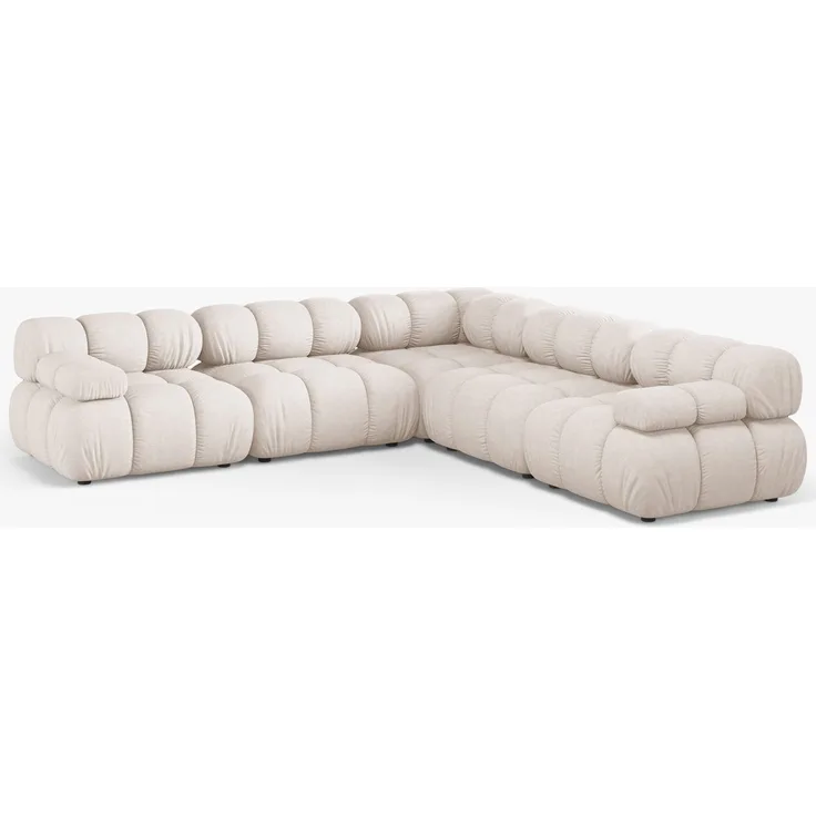 Micadoni Symmetrisches Ecksofa Bellis 5-Sitzer Strukturierter Stoff Liberty Beige