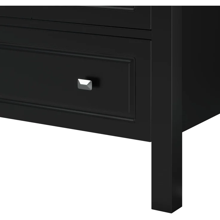 Waschtischunterschrank mit Keramikbecken 62 x 47 x 90 cm – Schwarz, 3 Schubladen und 1 Tür – Bild 10