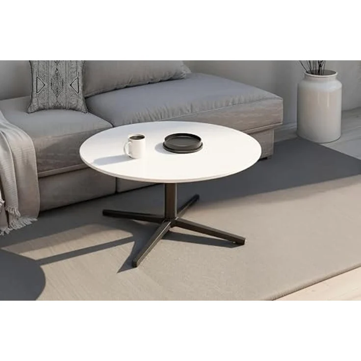 byLIVING Couchtisch Cup/Tischplatte in weiß, Gestell in schwarz/Wohnzimmertisch, Sofatisch, Beistelltisch/Maße: B 70, H 36,5, T 70 cm – Bild 2