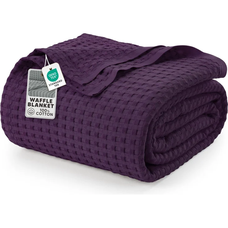 Utopia Bedding Baumwoll Waffeldecke 300 GSM (Pflaume - 228 x 228 cm), weiche, leichte, atmungsaktive Bettdecke für alle Jahreszeiten