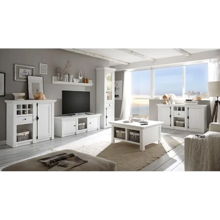 Lomadox Wohnzimmer-Set WINGST-61, (Mega-Spar-Set, 6-St, 6-tlg), Pinie weiß Nb. 340/207/45 cm – Bild 1