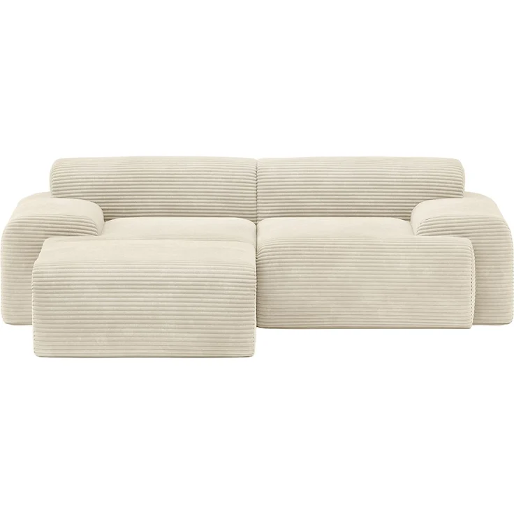 skølm 'Menja' Sofa 2-tlg mit Hocker, 2er Sitz mit 2 Kissen, Cord beige, Vollschaumcouch mit Federkern und Vakuum-Kompression, kein Aufbau erforderlich – Bild 12