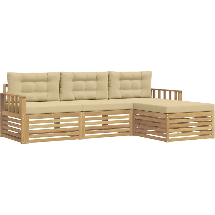 vidaXL Outdoor-Sofagarnitur 4 stk. 4-Sitzer Weiß und Beige Polyester 3390278 – Bild 2