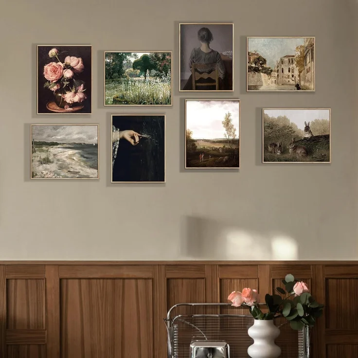 Vintage Leinwand Bilder Rahmen Holz 20x25 cm Wandbilder Wohnzimmer – Bild 3