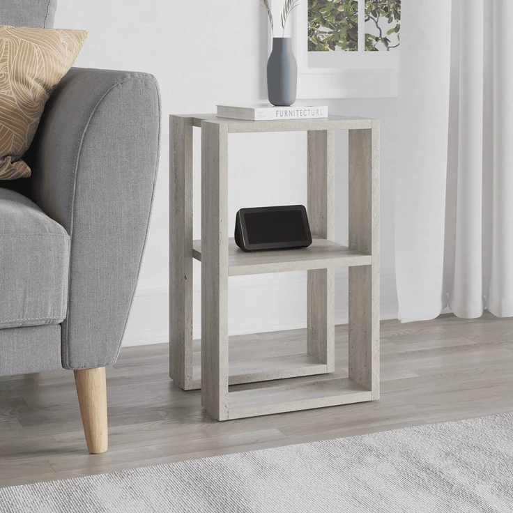 Calicosy Nachttisch mit 2 Regalböden, Travertin-Dekor H55 cm - LONIE - Beige – Bild 5