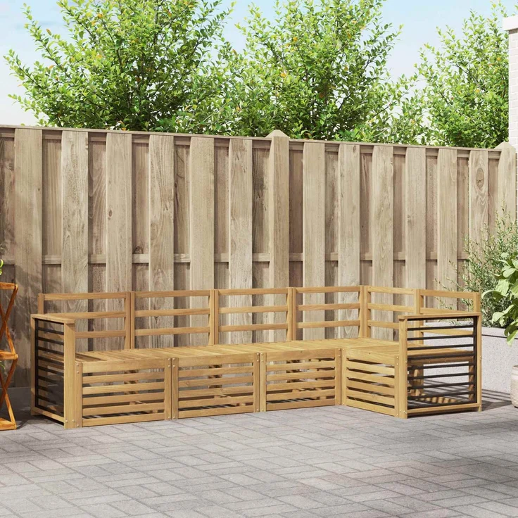 vidaXL Outdoor-Sofagarnitur 5 stk. 5-Sitzer Weiß Massivholz Akazie 3391844 – Bild 1
