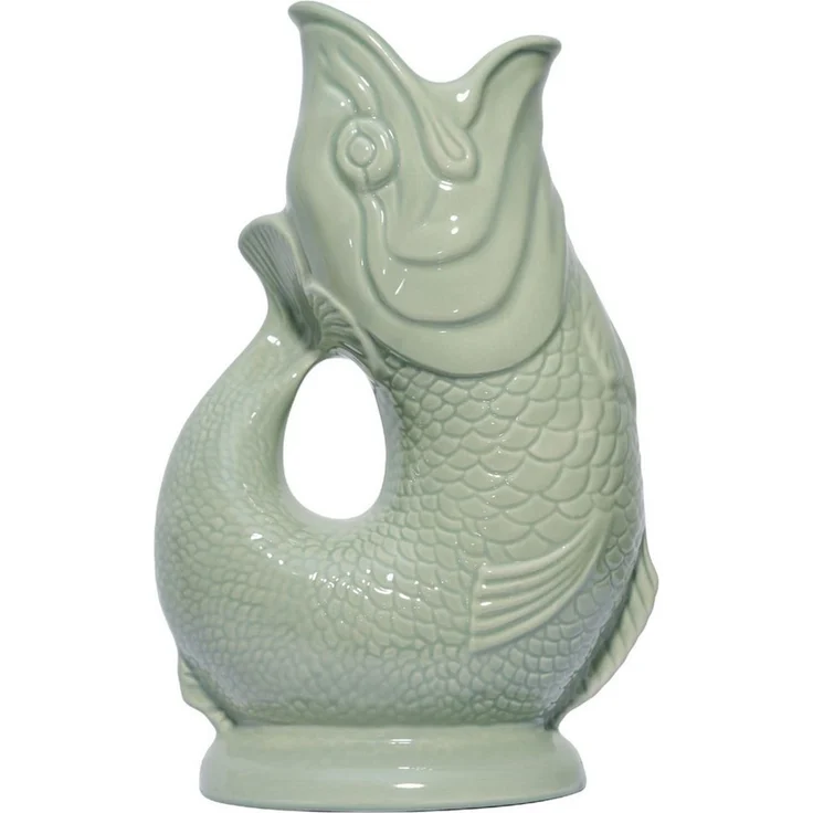 Gluckigluck Wasserkaraffe, (Original Gluggle Jug aus England), mit Gluckergeräusch, handgefertigt, ikonisches Fisch-Design, 1,2 L – Bild 1