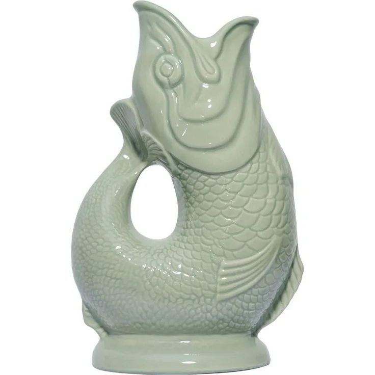 Gluckigluck Wasserkaraffe, (Original Gluggle Jug aus England), mit Gluckergeräusch, handgefertigt, ikonisches Fisch-Design, 1,2 L
