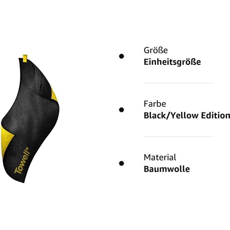 STRYVE | Towell + | Sporthandtuch mit Tasche und Magnetclip | Black and Yellow Edition | ideal für Fitnessstudios | bekannt aus Die Höhle der Löwen – Bild 4
