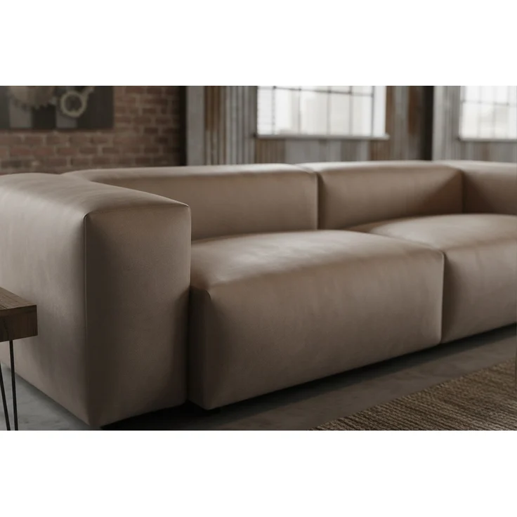 KAWOLA Sofa CELESTE 4-Sitzer Lederfaserstoff anthrazit 72 x 114 x 302 cm – Bild 5