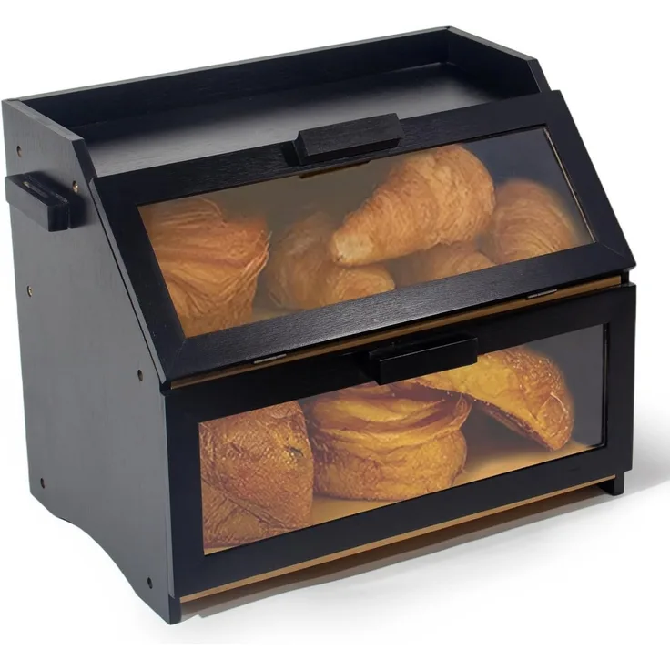 Zedelmaier Brotkasten Bambus Brotkasten mit 2 Etagen, großer Brotkasten, Bamboo, (Set, 1x Aufbewahrungsbox aus Bambus), mit Belüftung und Sichtfenster