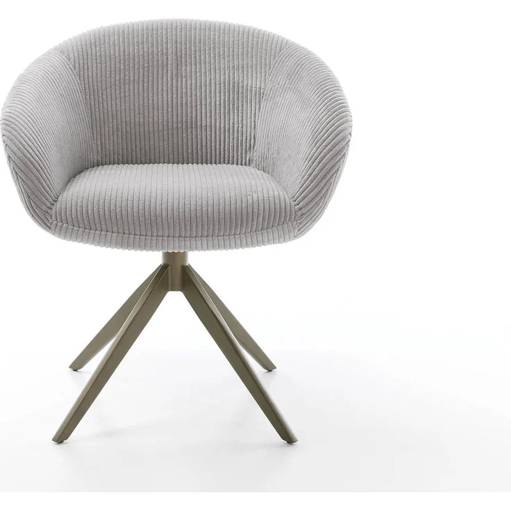 Drehstuhl Vinka-Flex mit Armlehnen Cord Silbergrau Kreuzgestell breit Effektfinish Titan 360° drehbar Taschenfederkern – Bild 2