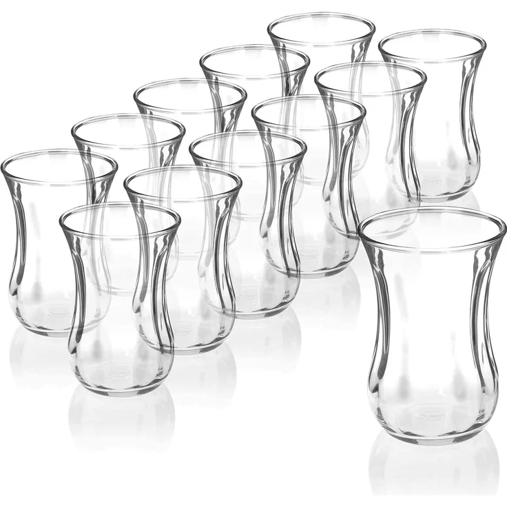 Pasabahce 12er-Set 42021 Türkische Teegläser Teeglas Tee Glas "Optik" 120cc Gläser-Set – Bild 1