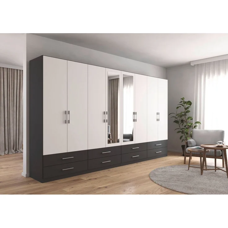 rauch Kleiderschrank Schrank Garderobenschrank Mehrzweckschrank Schlafzimmer HERSBRUCK (3 verschiedene Ausstattungen BASIC/CLASSIC/PREMIUM (inkl. SOFT-CLOSE) mit großzügigen Schubladen sowie Spiegeltüren MADE IN GERMANY – Bild 2