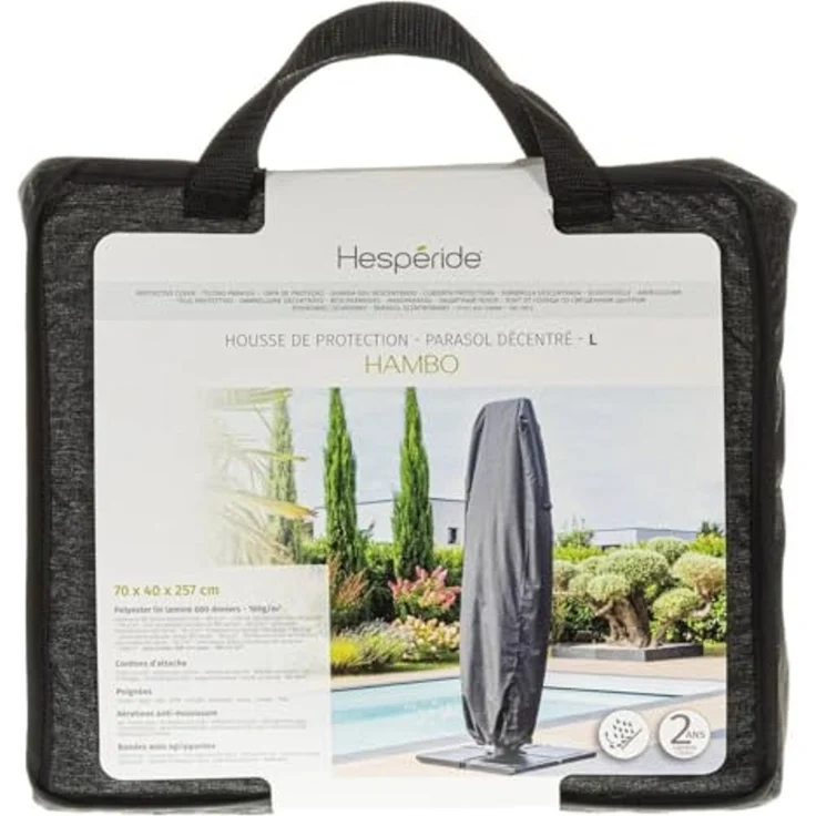 Hespéride - Hambo Schutzhülle für Ampelschirm L - 257 x 70 x 40 cm - Grau – Bild 2