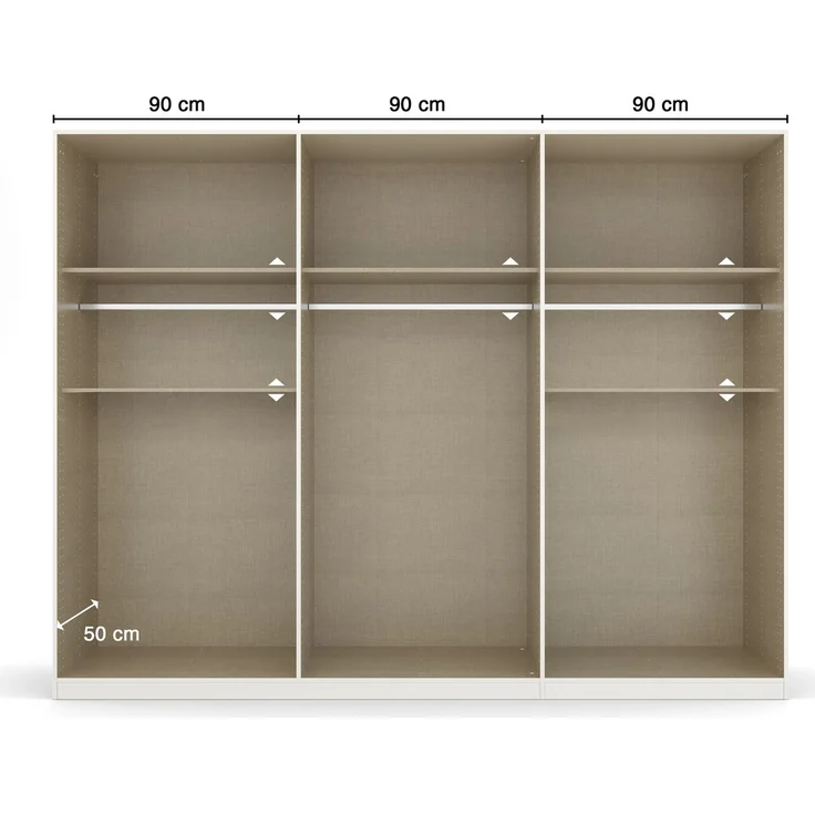 rauch Kleiderschrank, Drehtürenschrank TICAO, 10-türig, 2 Schubkästen, inkl. Türdämpferset, Alpinweiß, 271 x 210 x 54 cm – Bild 6