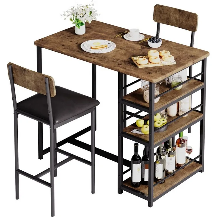 GarveeMore Esstisch Esstisch-Set für 2, Küchentisch und Polsterstühle für 2