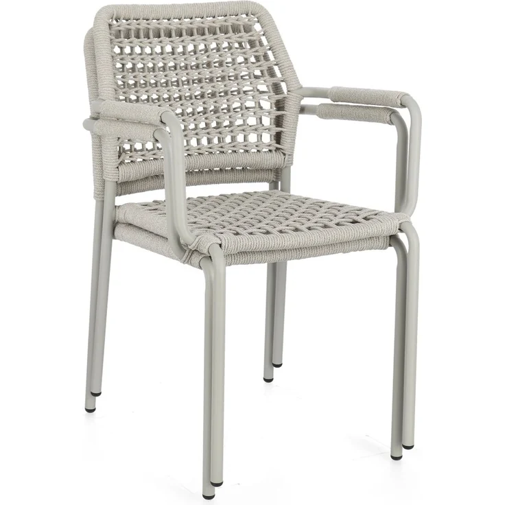Gartenstuhl Rajada aus Aluminium, modern stapelbar, sandfarben, für Outdoor, mit Armlehnen – Bild 10