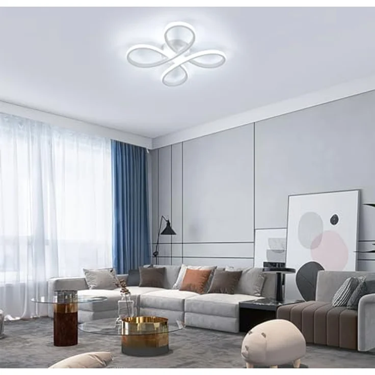 Comely Deckenlampe LED, 30W 3400LM Deckenleuchte Modern, LED Deckenbeleuchtung Flower Form für Balkon Diele Schlafzimmer Wohnzimmer und Esszimmer, Kaltweiß Licht 6500K, 30cm, Weiße – Bild 10