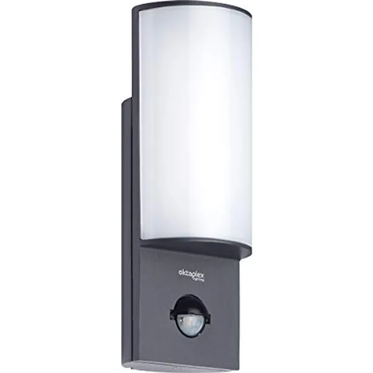 Oktaplex lighting LED Außenleuchte Belo 10W, Alu Wandlampe mit Bewegungsmelder, IP54 wetterfest, 3000K warmweiß, 800 Lumen
