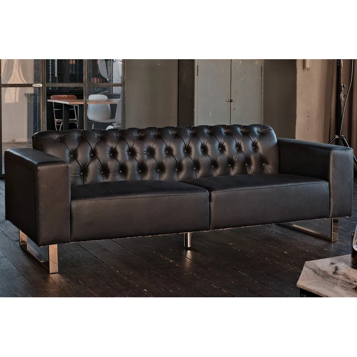 KAWOLA Sofa NILO Ledersofa 3-Sitzer Leder schwarz 77 x 86 x 219 cm – Bild 5