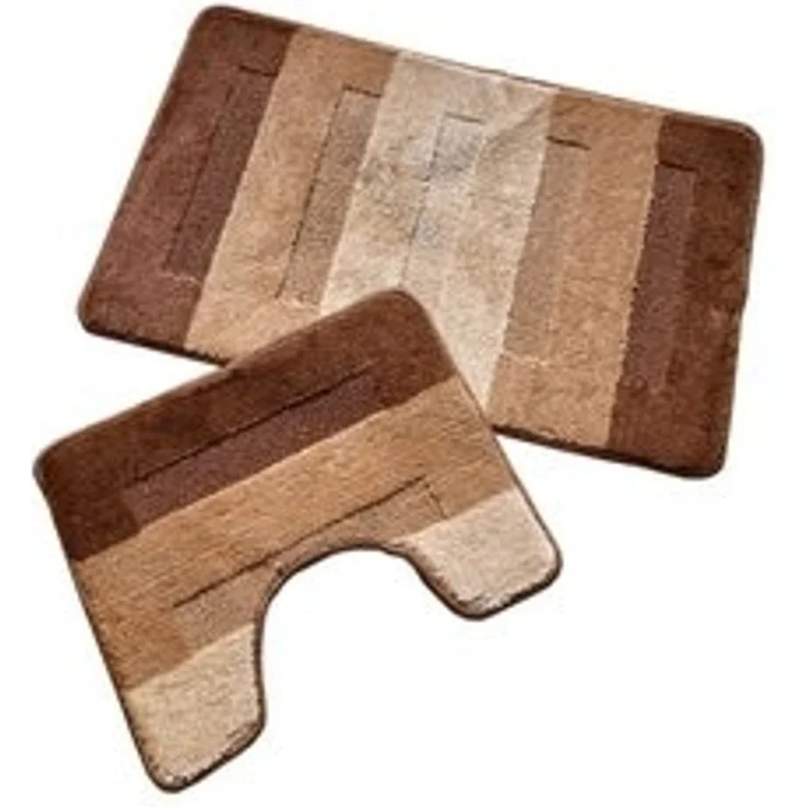 oKu-Tex Badematte Badgarnitur 2-teilig mit Ausschnitt, weich & rutschfest, fußbodenheizungsgeeignet, strapazierfähig, Polypropylen, WC-Vorleger Set mit Ausschnitt, weicher Flor, waschbar, flauschig – Bild 6