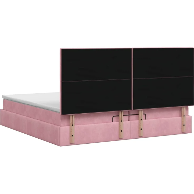 vidaXL Ottoman Bett mit Matratze mit Kopfteil Rosa 200 x 200 cm Samt 3457676 – Bild 9