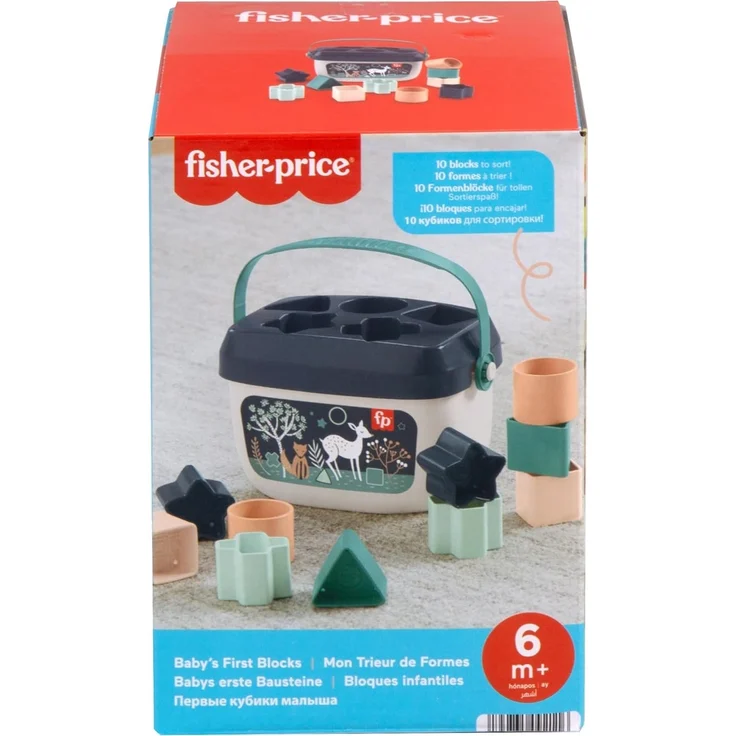 Fisher-Price HJP20 - Babys erste Bausteine – Marineblaues Kitz, Set mit 10 Bausteinen zum Stapeln und Sortieren, Bauspielzeug, Babyspielzeug für Kleinkinder ab 6 Monaten – Bild 7