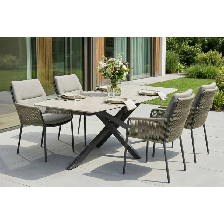 Gartentisch Concord Esstisch Terrassentisch 200x100x75cm sintered stone Anthrazit-Beige – Bild 5