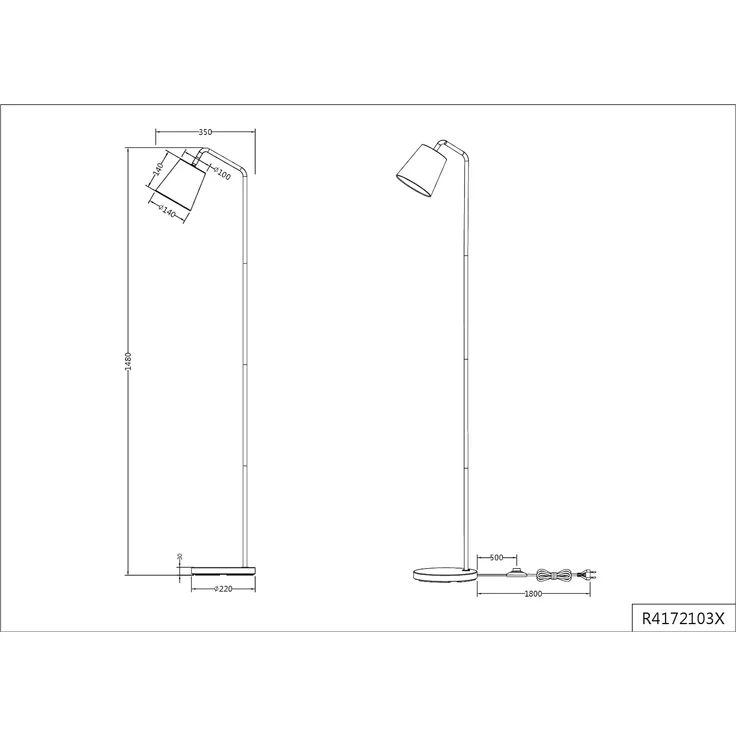 Stehleuchte BUDDY Spot schwenkbar, Metall & Stoffschirm Schwarz/Gold, Höhe 148cm – Bild 10