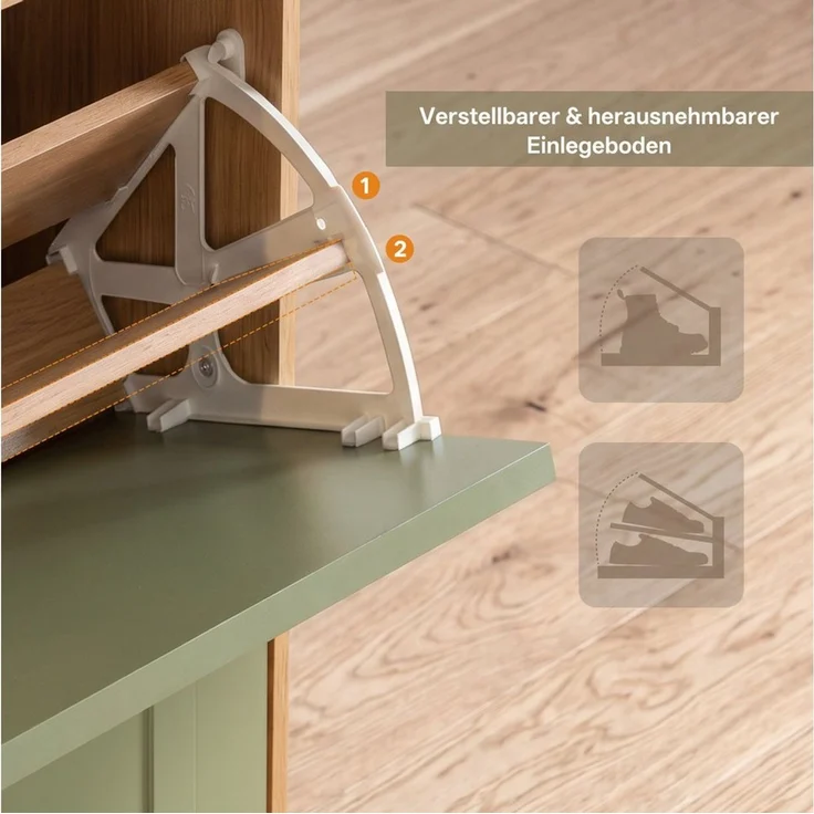 UEV Schuhschrank schmal mit 4 Klappen, Modern Schuhregal Schuhkipper (Schuhkommode mit Kippschutz) Flurmöbel Geschlossen mit verstellbarer Trennwände für Flur Eingang – Bild 4
