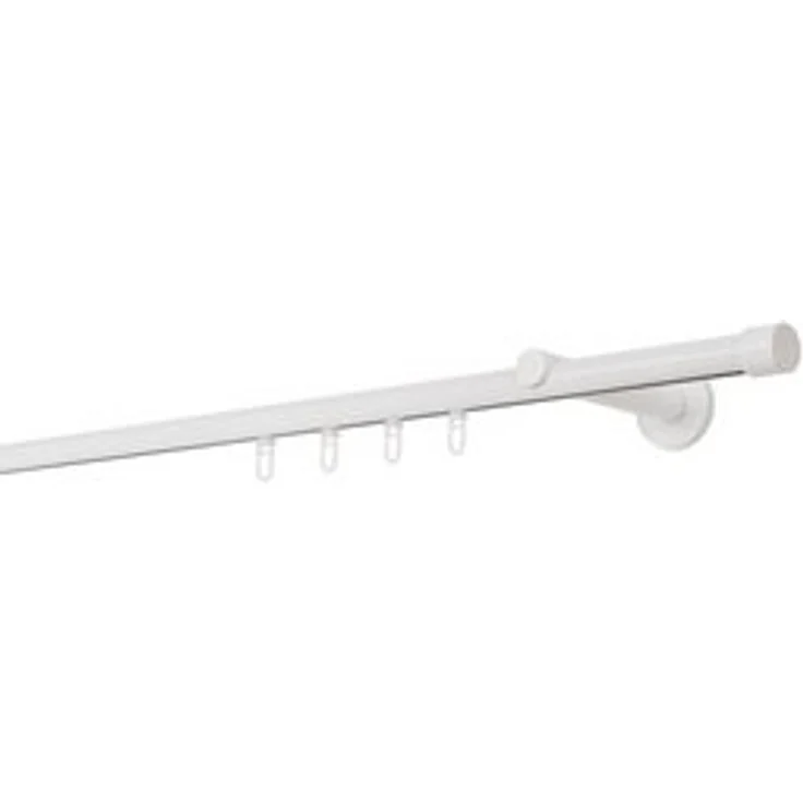 Gardinenstange auf Maß Innenlauf 20mm Cap 1-lauf Vorhangstange Wandträger 12cm Stilgarnitur Gleiter für Vorhänge - Weiß - 100cm – Bild 4