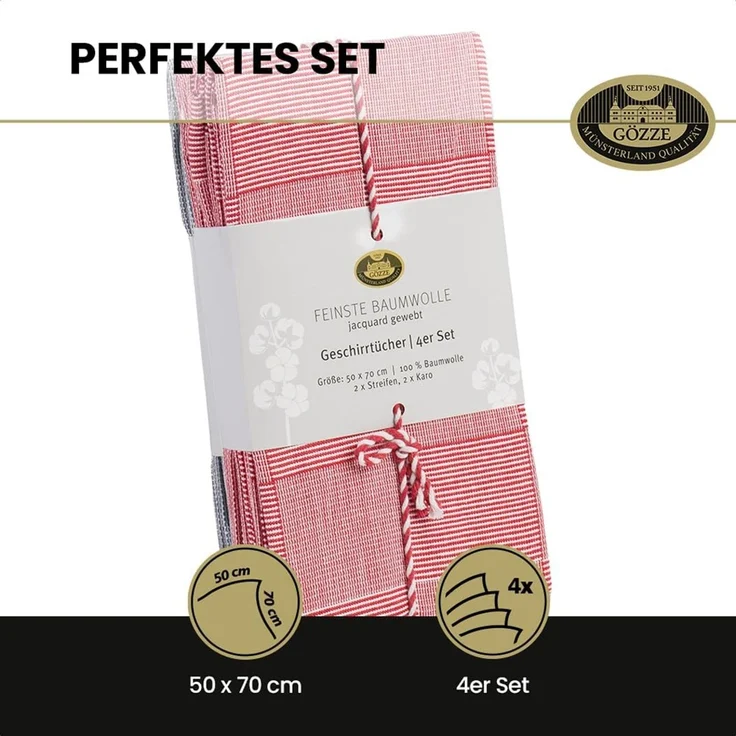 Gözze Geschirrtuch Geschirrtücher, Des. 60054, (Set, 4-tlg), aus 100% Baumwolle, jacquard gewebt – Bild 5