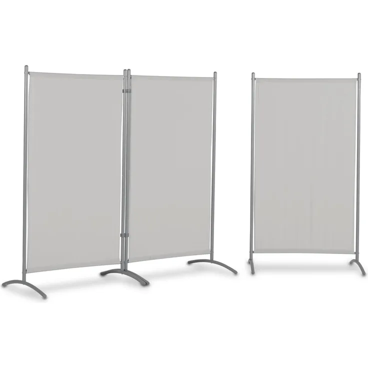 Leco Sonnenschutz/ Windschutz Stellwand 3-teilig mit Stahlrohrgestell, lichtgrau