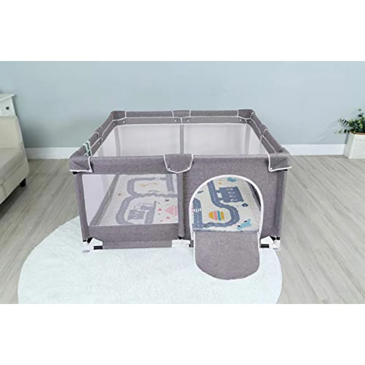 Star Ibaby Laufstall Oxford XL + Ultasoft-Teppich, ultraleicht, Farbe Grau (Soft Grey) – Bild 3