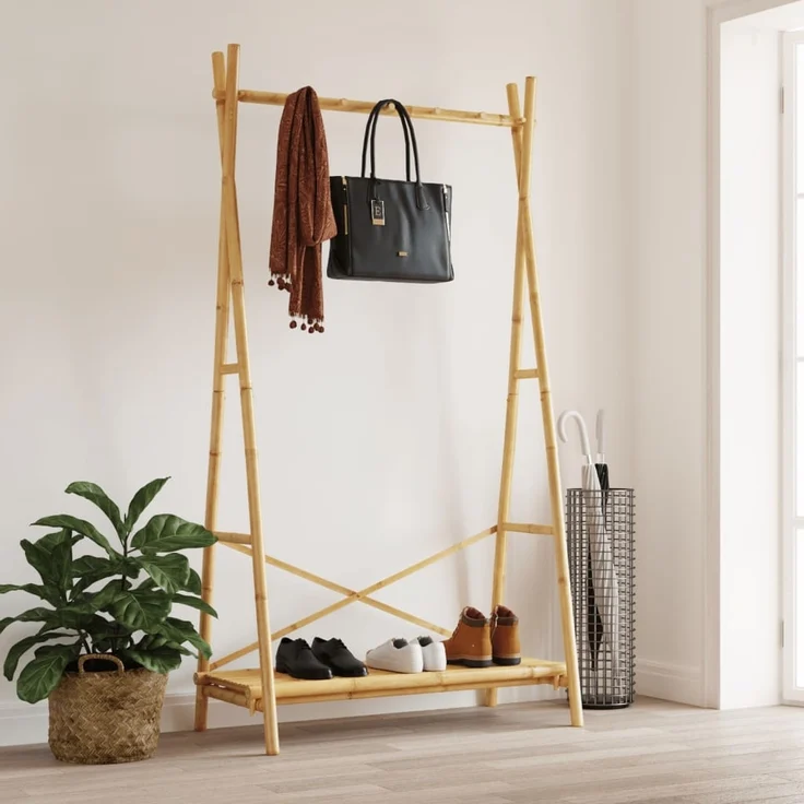 vidaXL Kleiderständer mit Ablage 102x50x190 cm Bambus 368033 – Bild 2