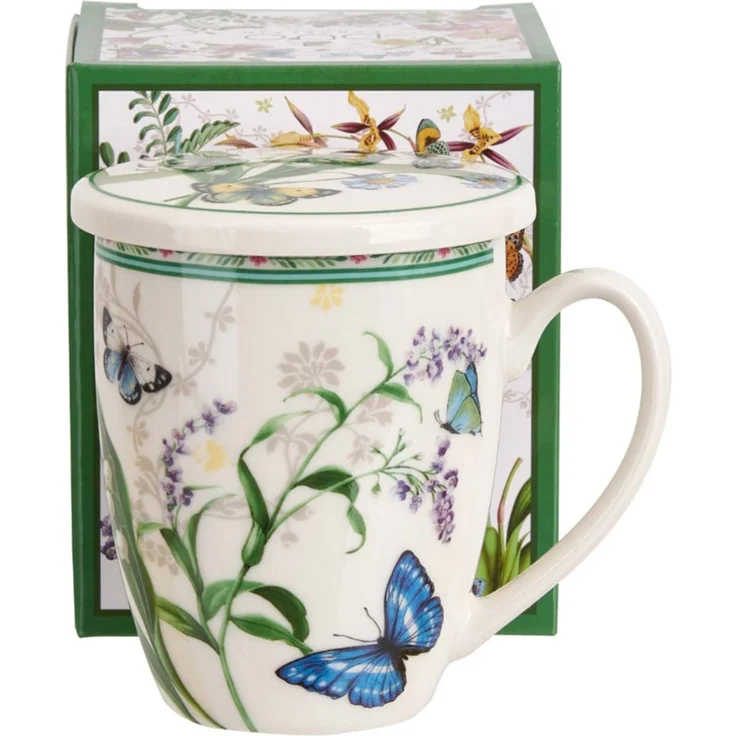 DUO Becher FLOWER DREAM, 360 ml, mit Teesieb und Deckel, New Bone China Porzellan – Bild 4
