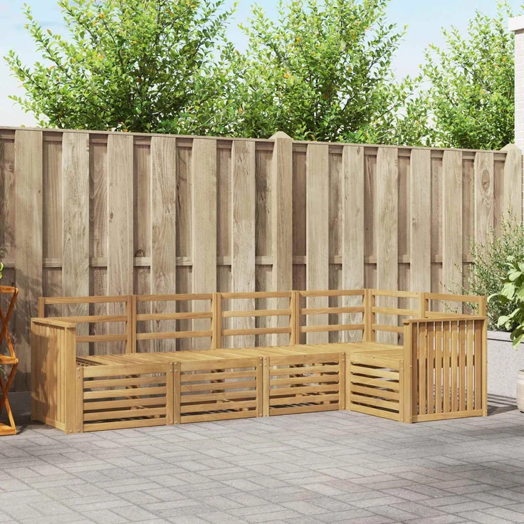 vidaXL Outdoor-Sofagarnitur 5 stk. 5-Sitzer Weiß Massivholz Akazie 3391829 – Bild 1