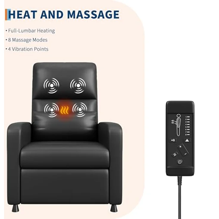 GarveeHome Fernsehsessel Elektrisch Relaxsessel Ruhesessel, massagesessel mit wärmefunktion, Verstellbarer Fernsehsessel mit Fußstütze, Einzelsofa,für Wohnzimmer, Schlafzimmer oder Büro – Bild 3