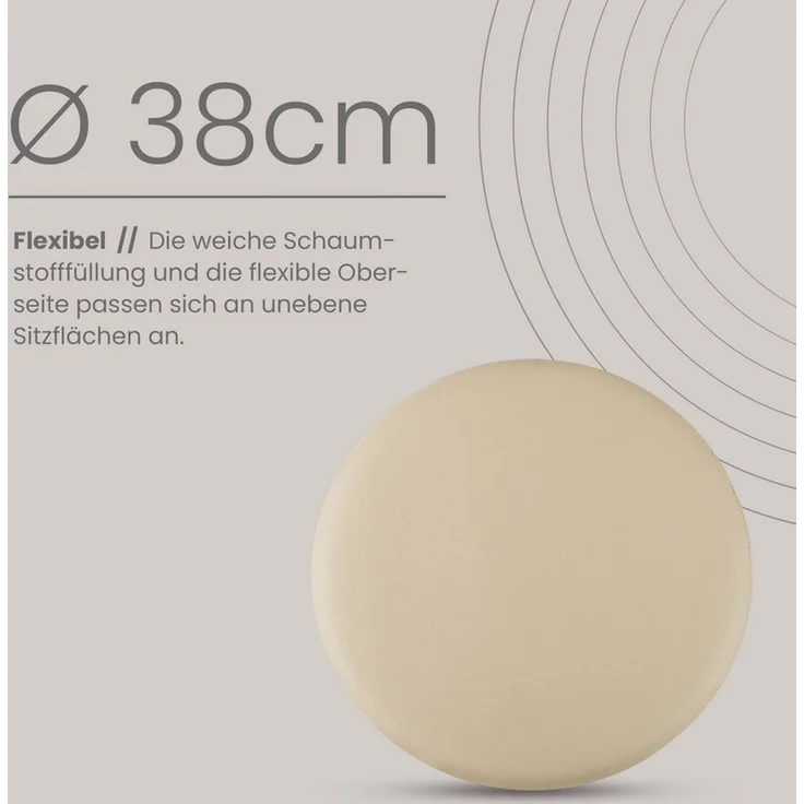 Bestlivings Stuhlkissen Lederimitat mit Antirutsch, ⌀ 38cm, rund, rutschfest, pflegeleicht, hygienisch, bequem – Bild 2