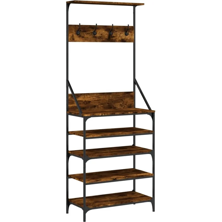 vidaXL Kleiderständer mit Schuhablage Räuchereiche 70x34x184 cm 837874 – Bild 2