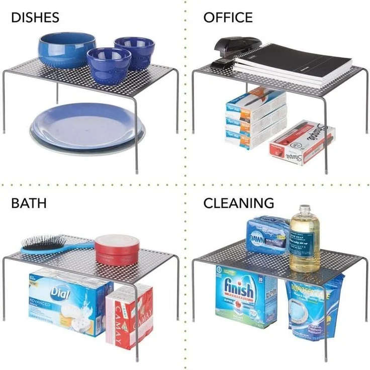 mDesign Küchenregal Geschirrablage Aufbewahrung Organizer 2er Set Metall Grau – Bild 5
