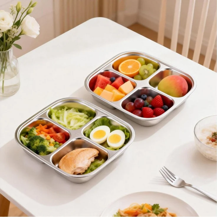 Zyronn Lunchbox Snackbox mit Fächern Edelstahl, Wiederverwendbare Snackdose für Kinder – Bild 3