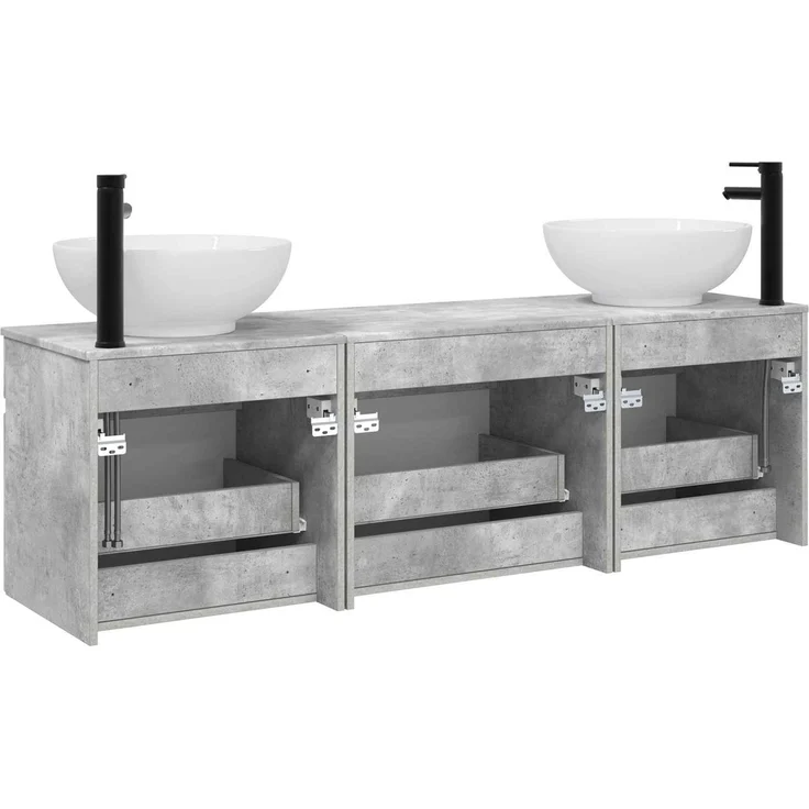vidaXL Badezimmerschrank-Set 3 stk. Betongrau 157 x 44,5 x 80 cm 3405760 – Bild 7