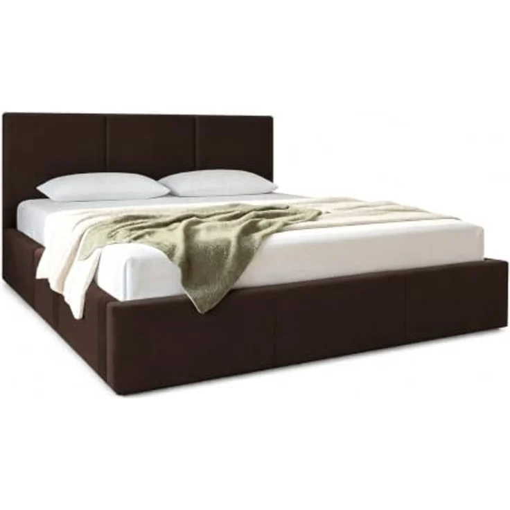 Home Collective Polsterbett Doppelbett mit Lattenrost & Stauraum, Schokoladenbraun, Größen: 120x200-180x200, samtweicher Veloursstoff, flexibler Lattenrost mit Härtegradeinstellung – Bild 5