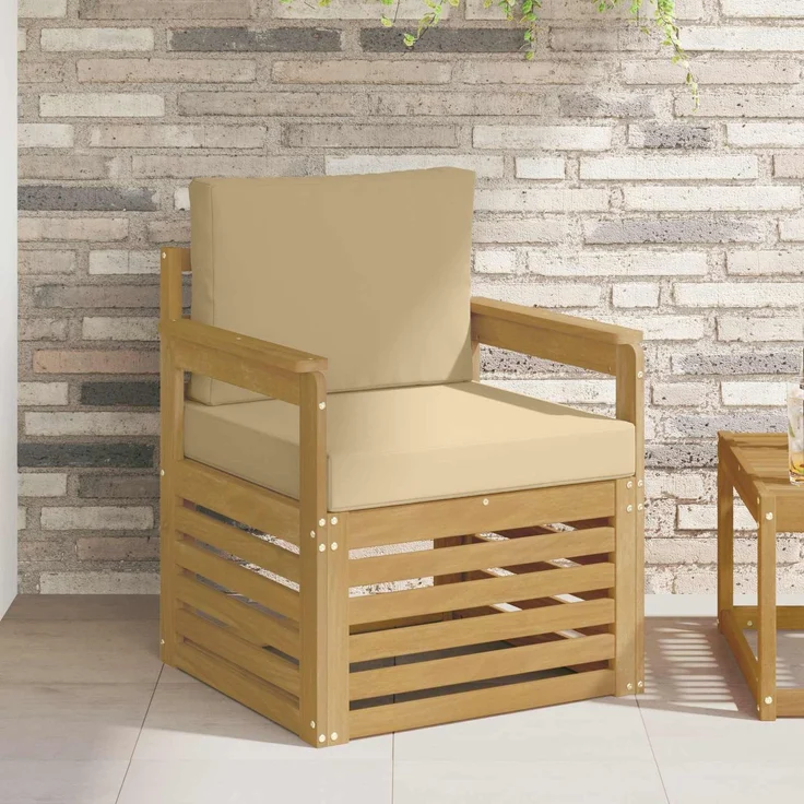 vidaXL 2 Stück Outdoor-Sofagarnitur Polyester Weiß und Beige 3439085 – Bild 1