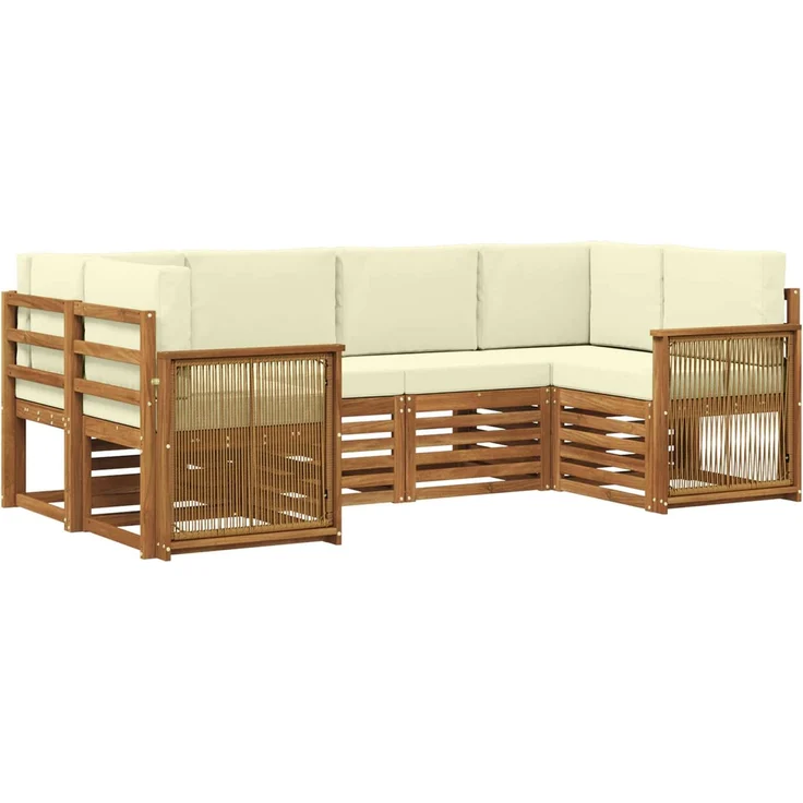 vidaXL Outdoor-Sofagarnitur 6 stk. 6-Sitzer Natur und Creme 3384776 – Bild 2
